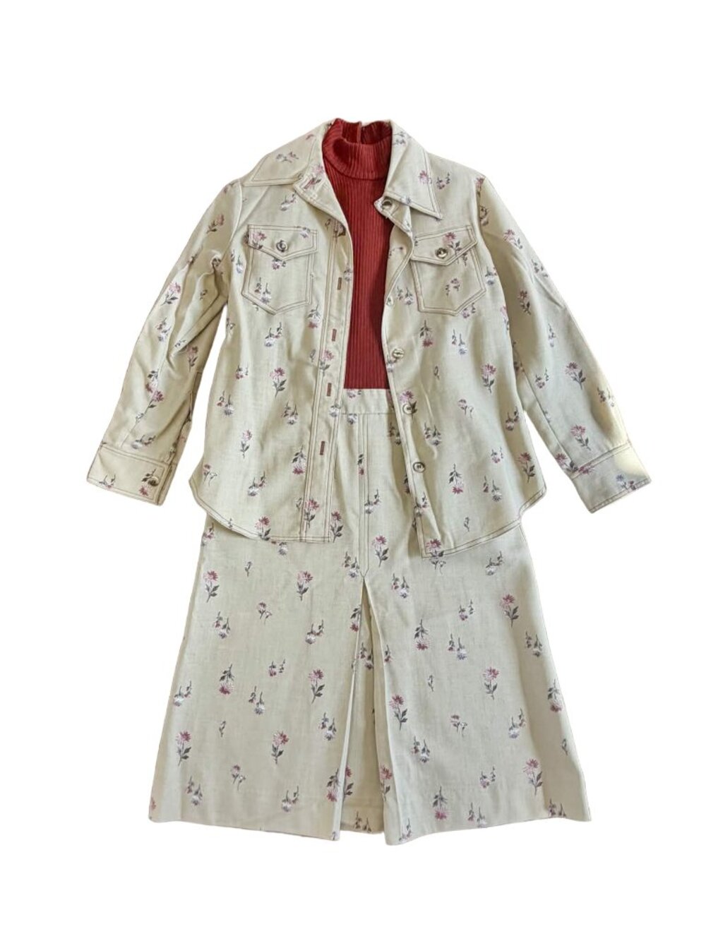 Vintage 60s 70s Maseppi Mod Floral Matching Jacket & Dress Set Union Label